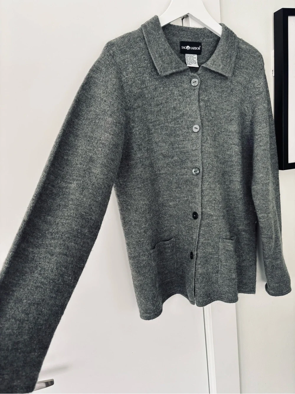 VTG Sag Harbor 100% Austrailian Wool Button Up Cardigan-Jacket women's medium